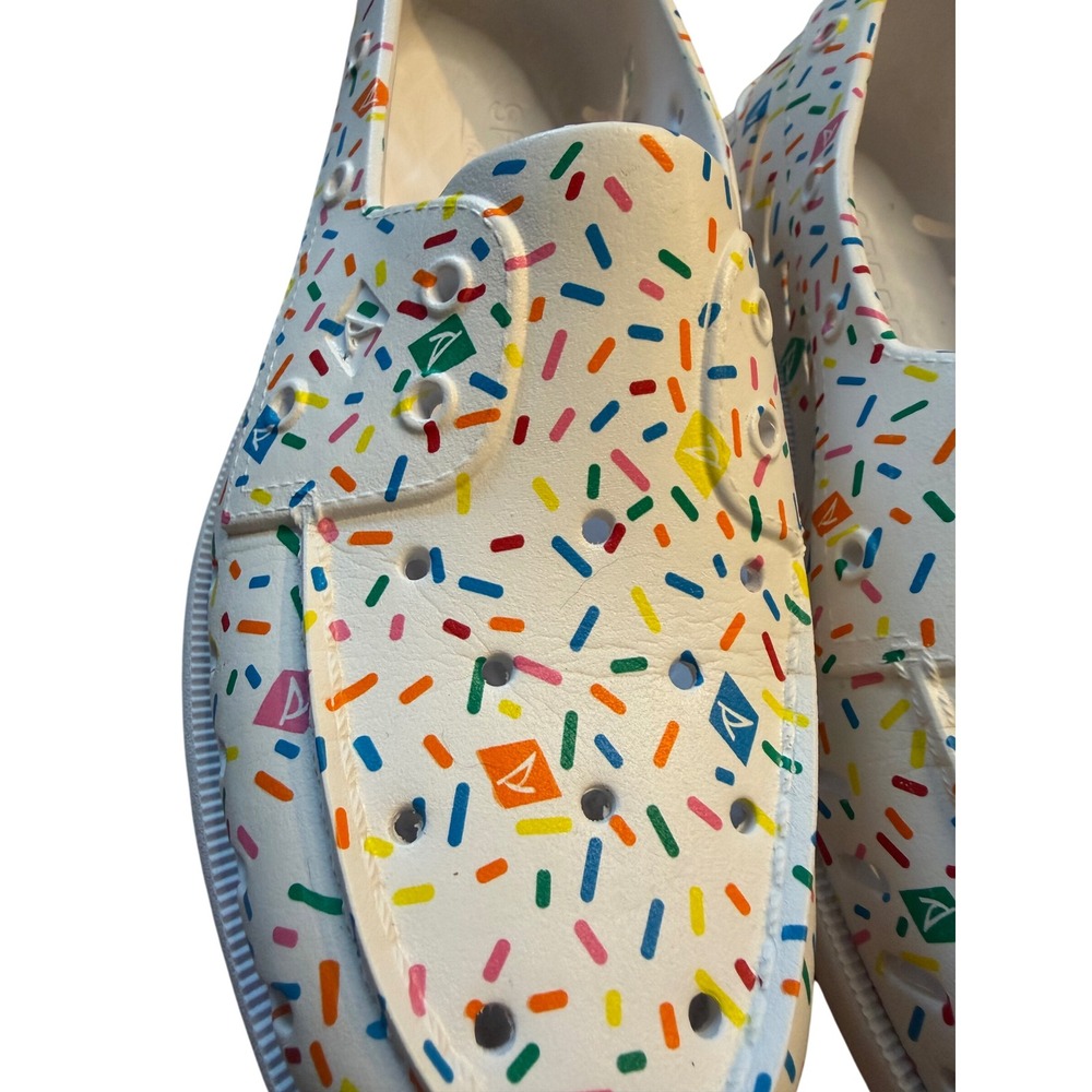 Sperry Authentic Original Float Boat Shoes White Multi Sprinkle Print Mens 9 - Picture 4 of 16